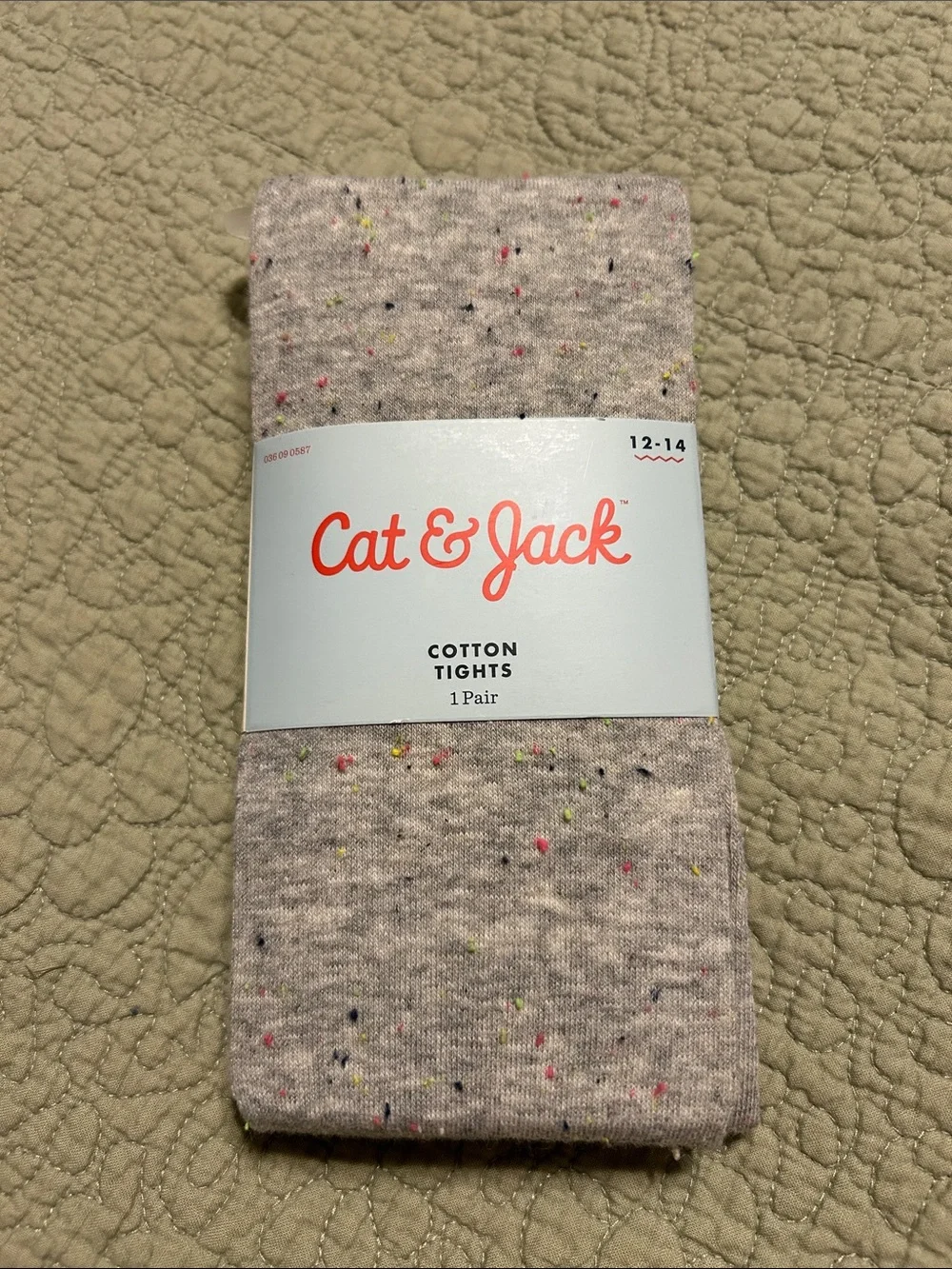Cat & Jack Light Gray Speckled Cotton Tights